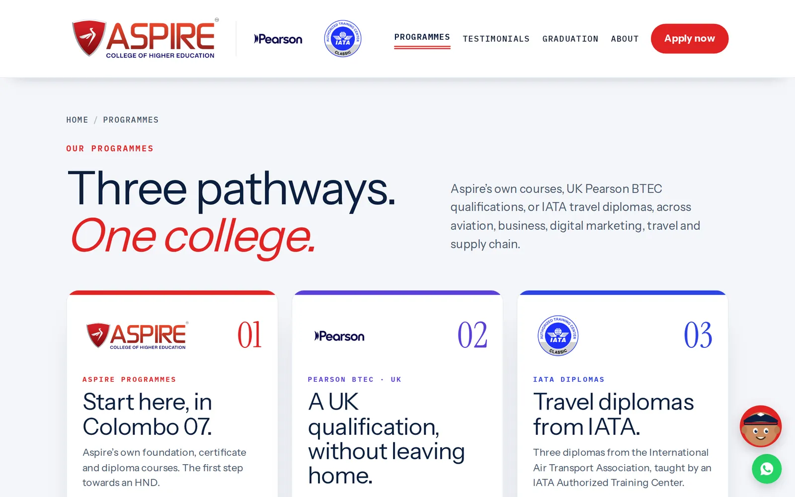 Programmes overview with three pathways